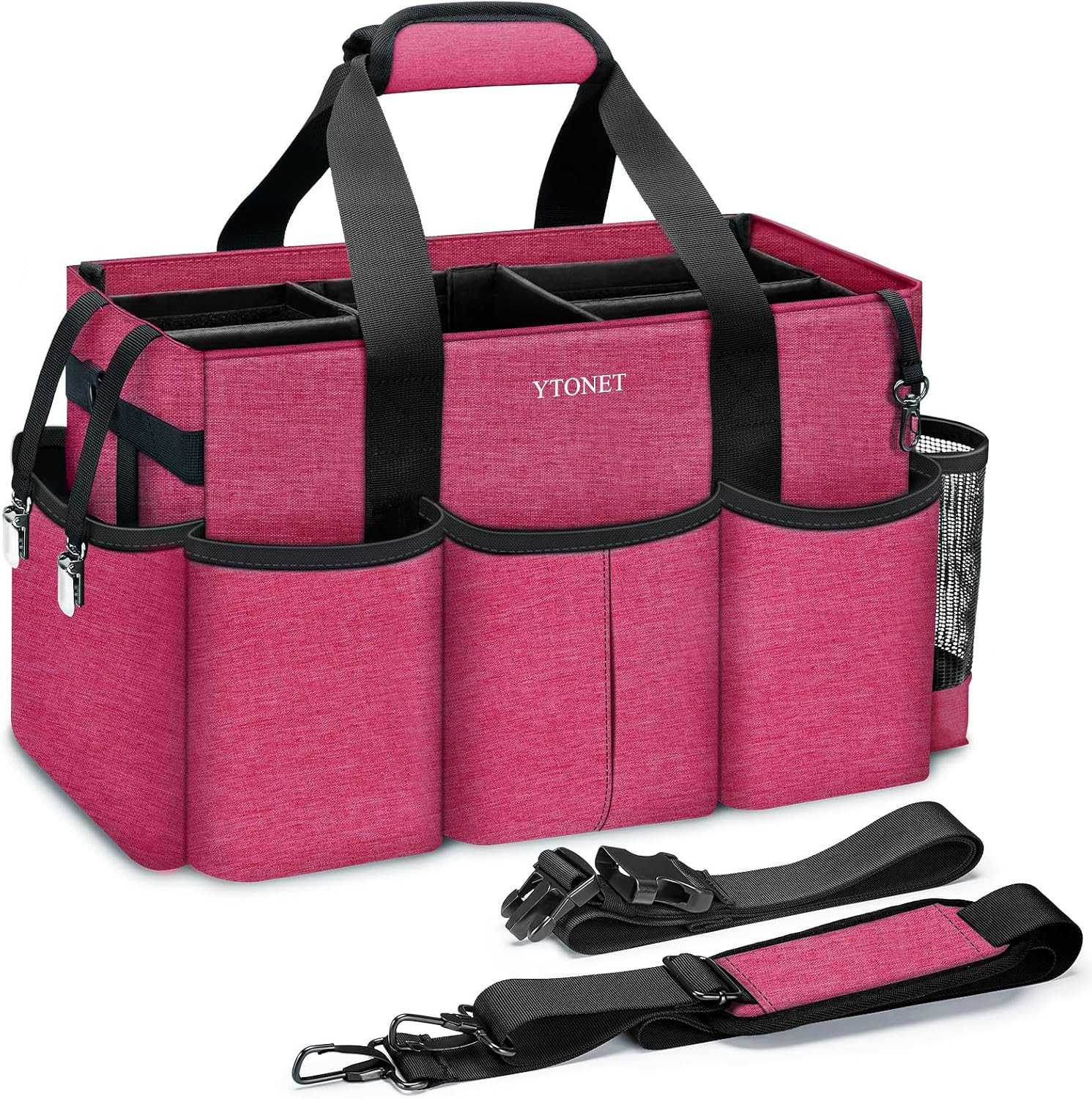 Wearable Cleaning Caddy Bag, Large Cleaning Supplies Organizer with 4 Foldable D