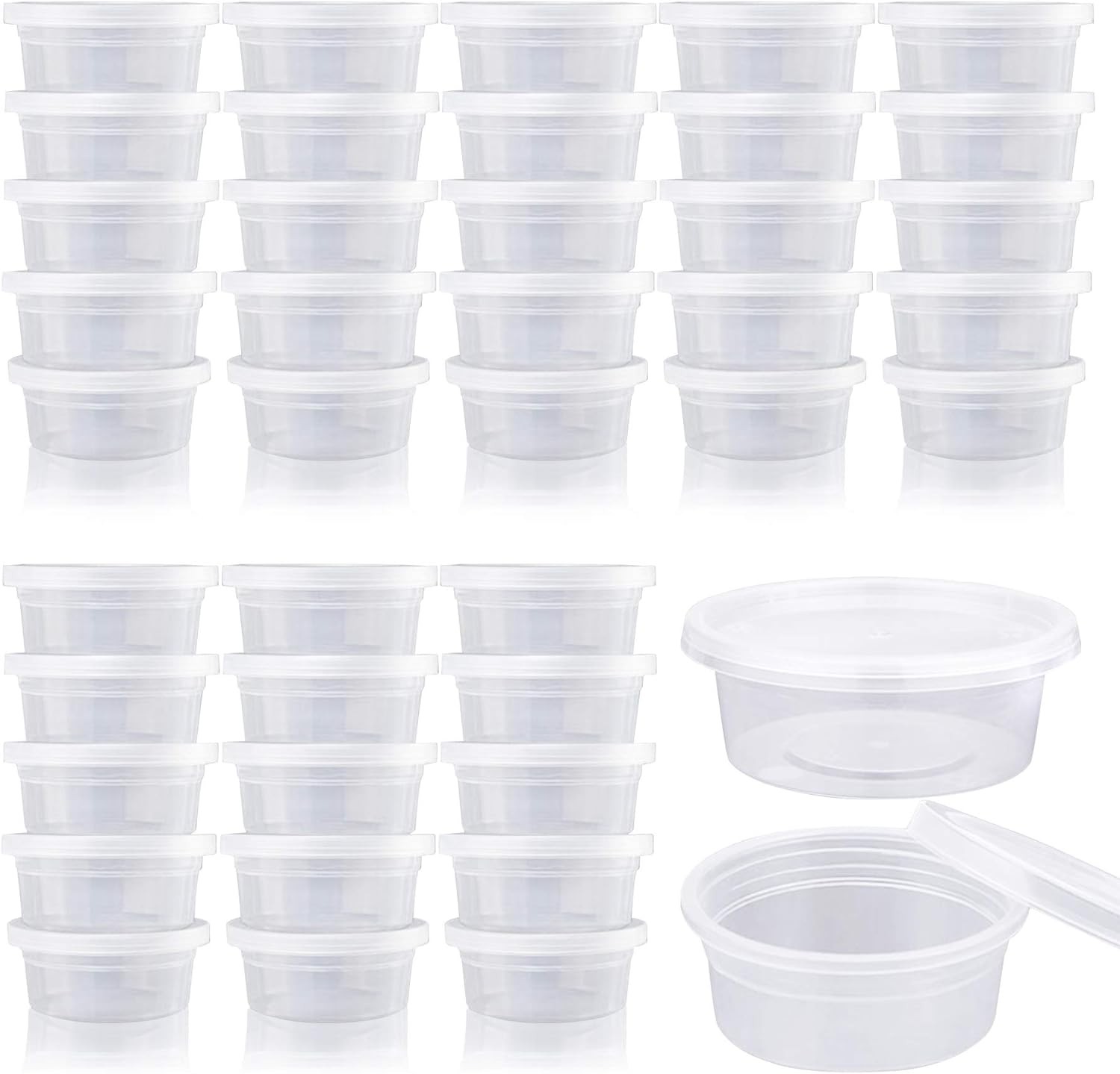 Augshy Small Slime Containers With Lids, 50 Pack 2 oz-50 Pack, Clear Lids