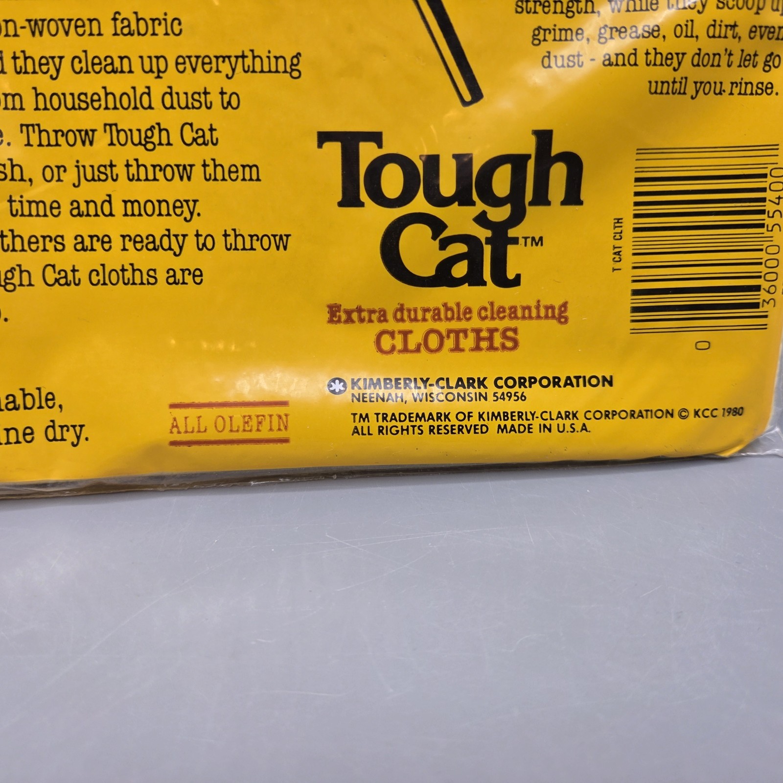 VTG 1980s Kimberly Clark Tough Cat Cleaning Cloths 8 Pack 12.25″ x 13″ Olefin