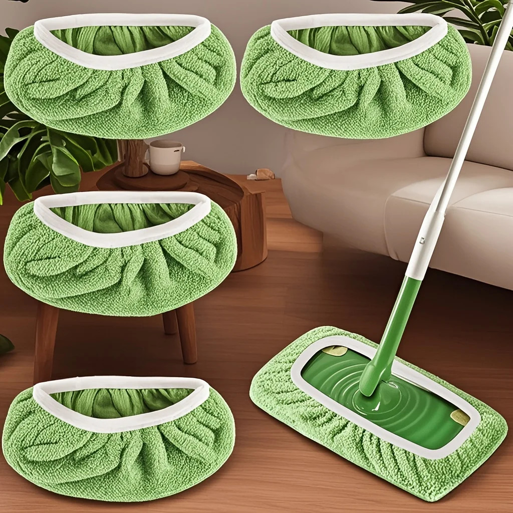 4 Reusable Mop Pads with High Water Absorption and Ultra-Fine Fiber Cleaning Pad
