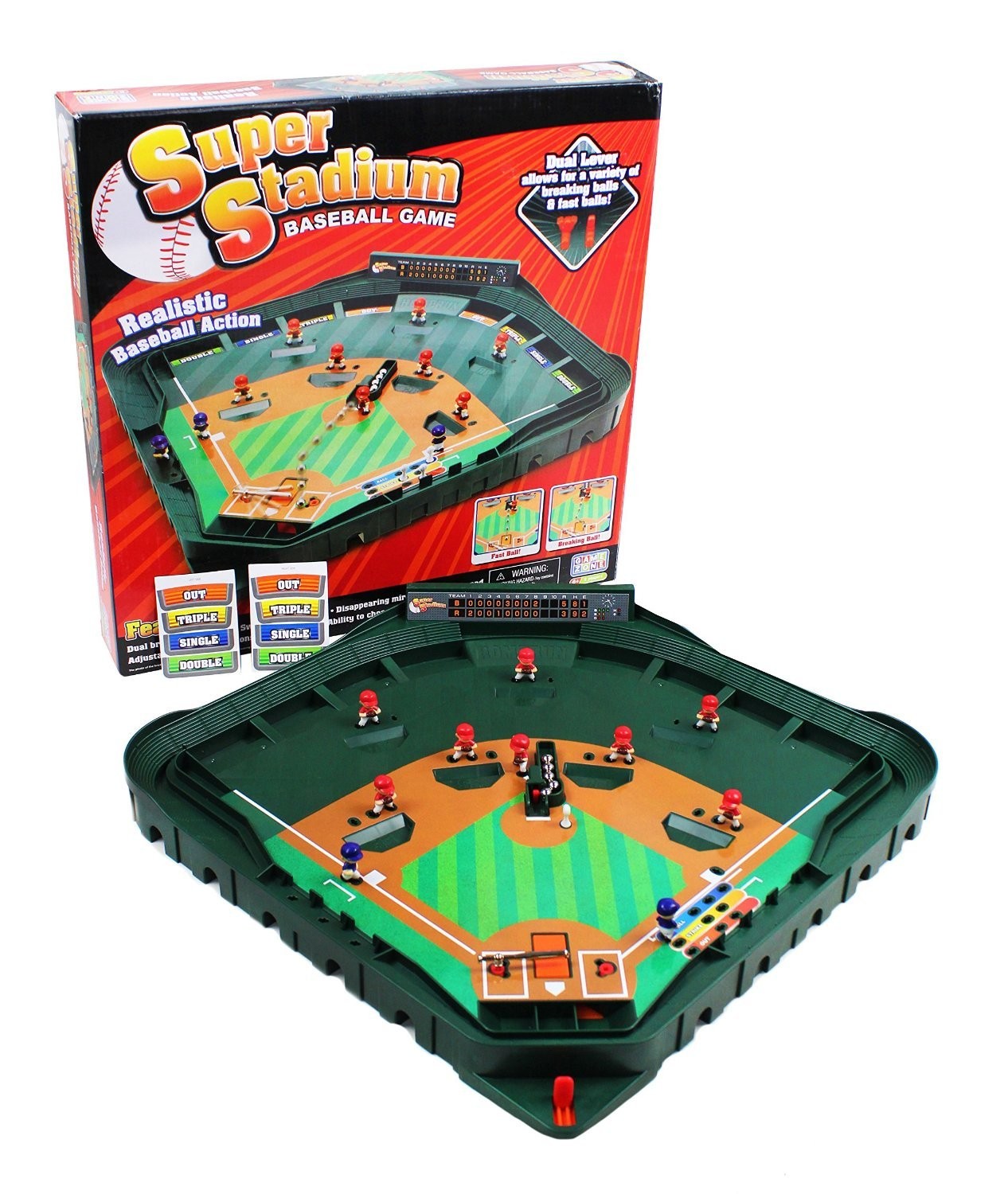 Game Zone Super Stadium Baseball – Realistic Tabletop One Size, Natural