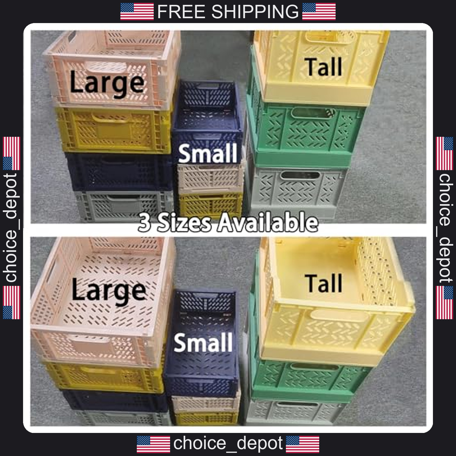 1 Plastic Foldable Storage Basket for Home Office Organization