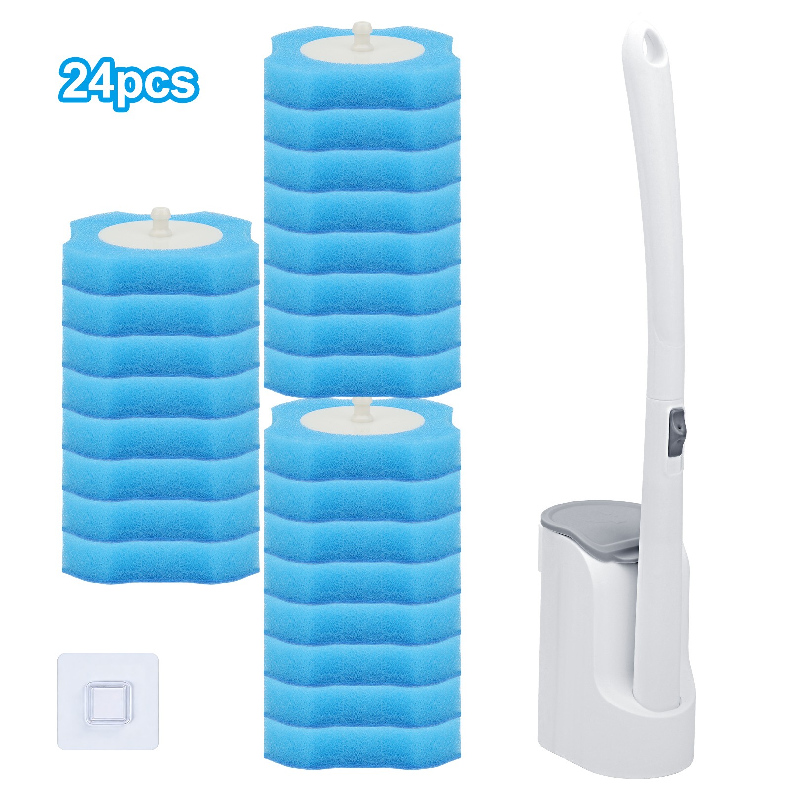 Disposable Toilet Cleaning System Toilet Brush Wand w/ Holder&24 Refill Bathroom