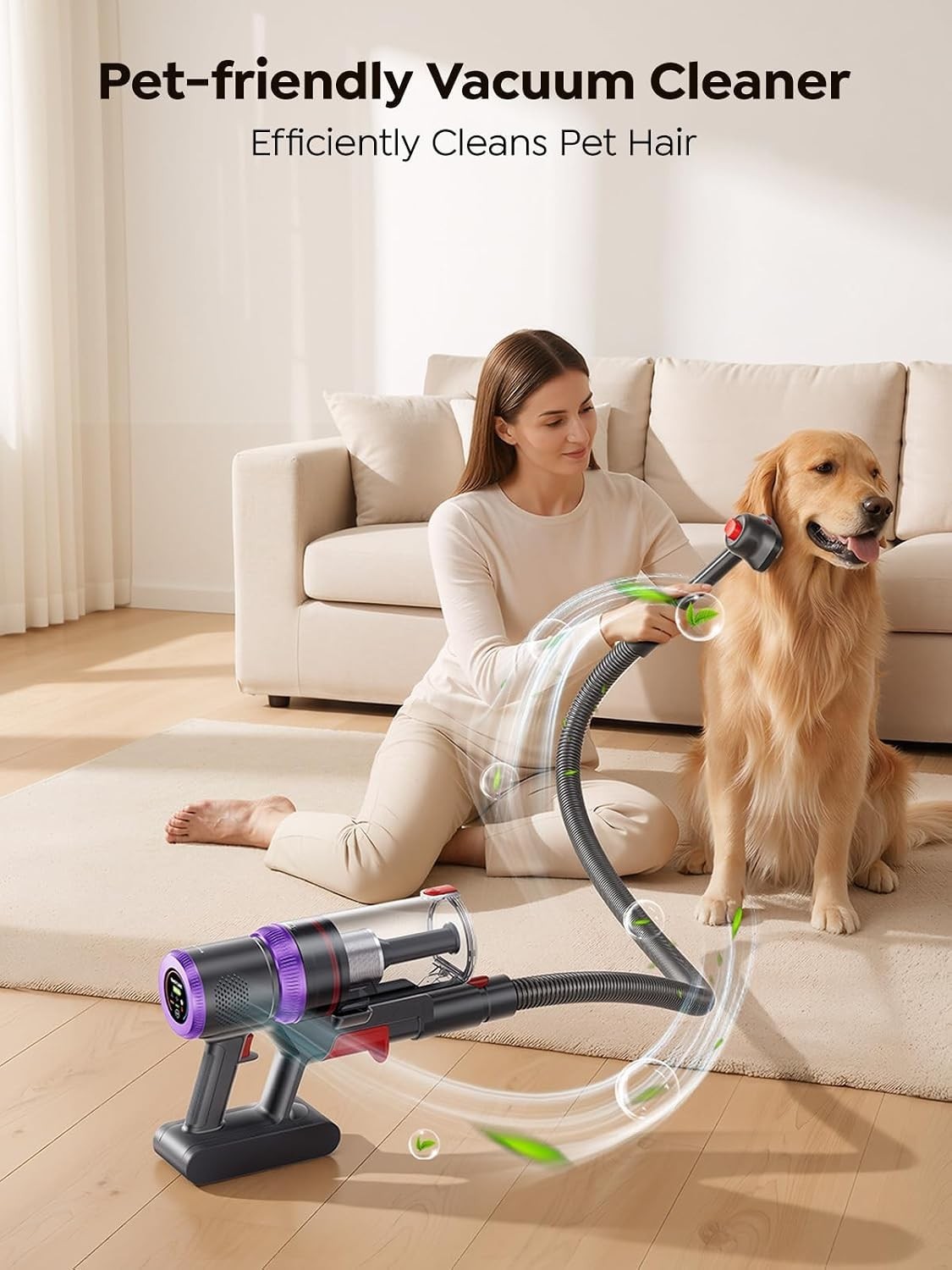 Cordless Vacuum Cleaner 650W 55KPA 70Mins Suction Pet Hair Carpet Floor