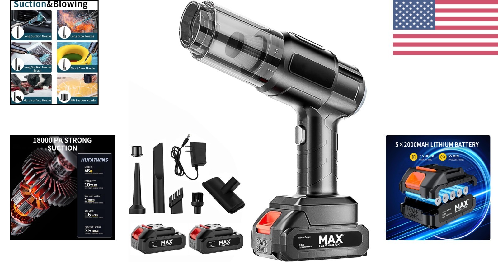 Multi-Surface 4-in-1 Handheld Vacuum – Powerful 18000PA Suction for Car & Home