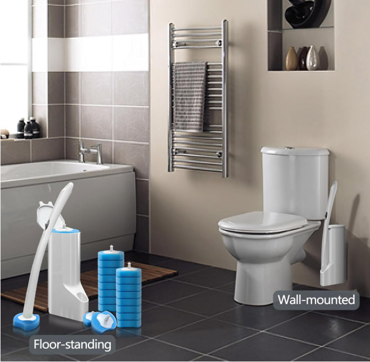 Cepillo WC desechable 112 recambios kit mango soporte pared limpieza, Nuevo