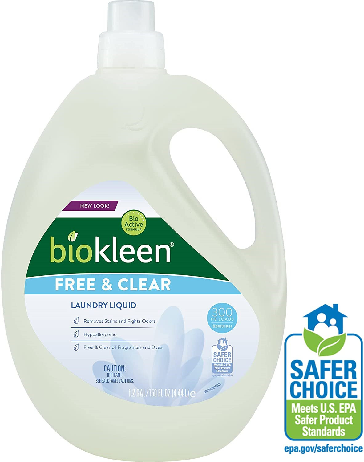 Biokleen Free & Clear Laundry Detergent – 300 HE Loads – 150 Ounce – Detergent