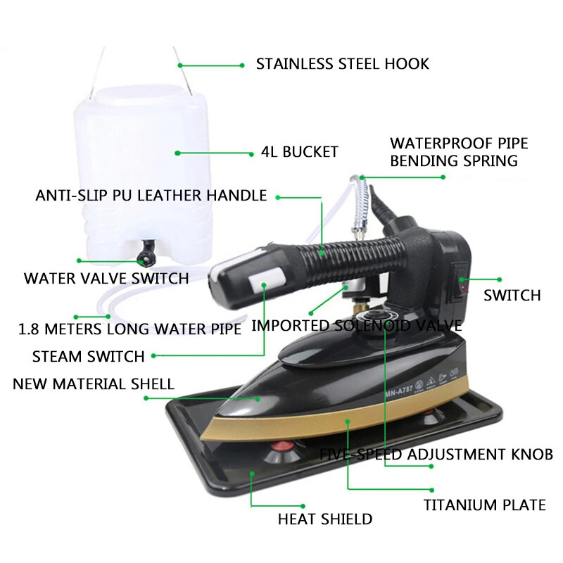 MN-787 Electric Bottle Iron Dual Steam Chamber Industrial Household Iron