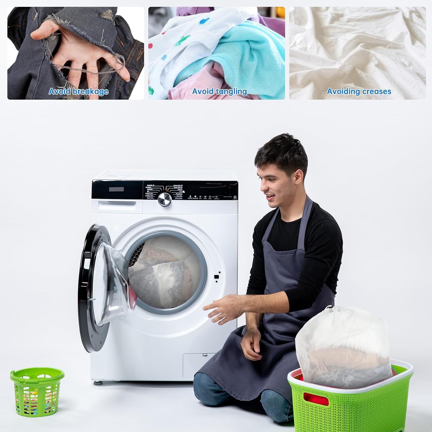 3×Heavy Duty Large Mesh Net Wash Clothes Laundry Bag With Drawstring Top Closure