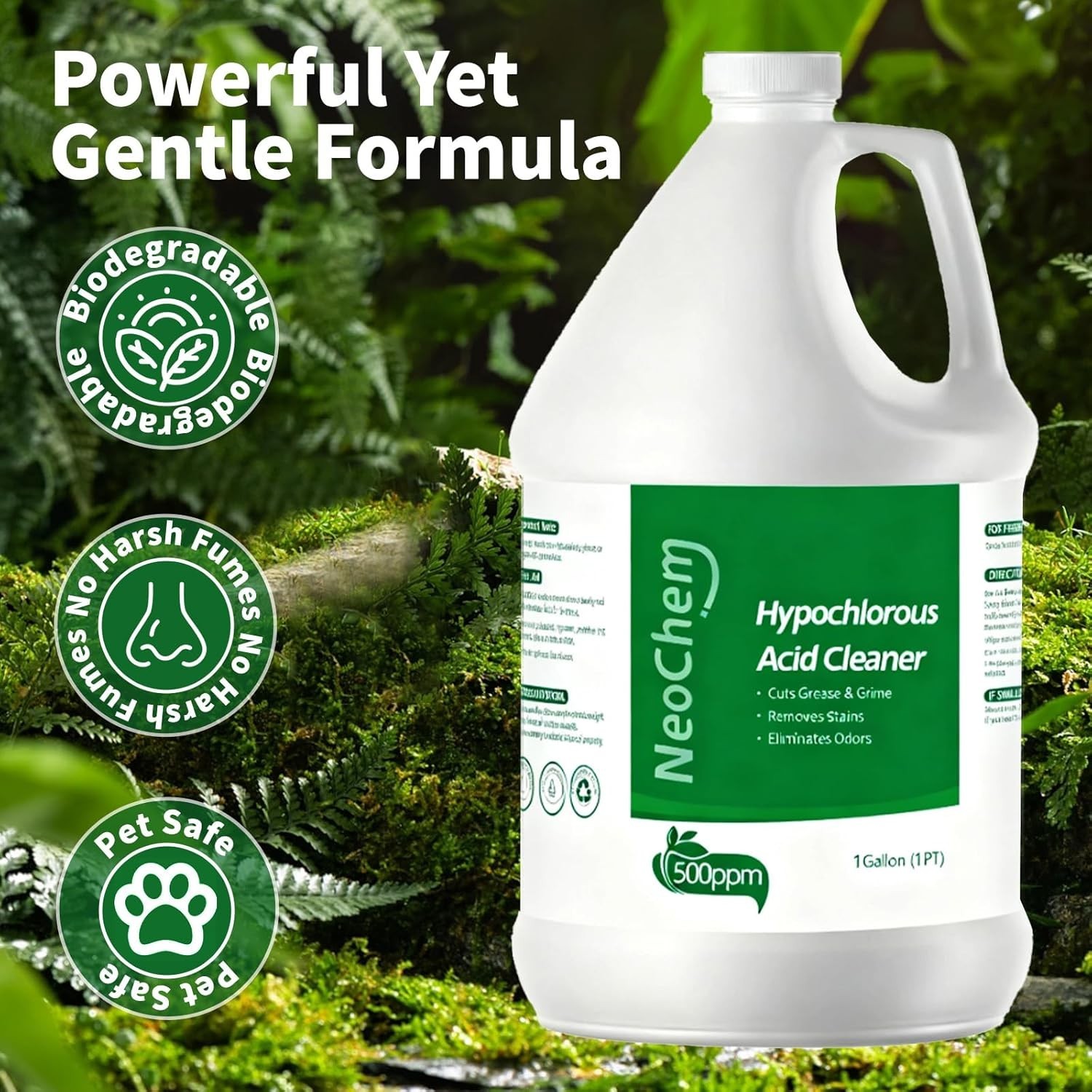 Hypochlorous Acid 500ppm Cleaner 1 Gal No Rinse Stain Odor Eliminator