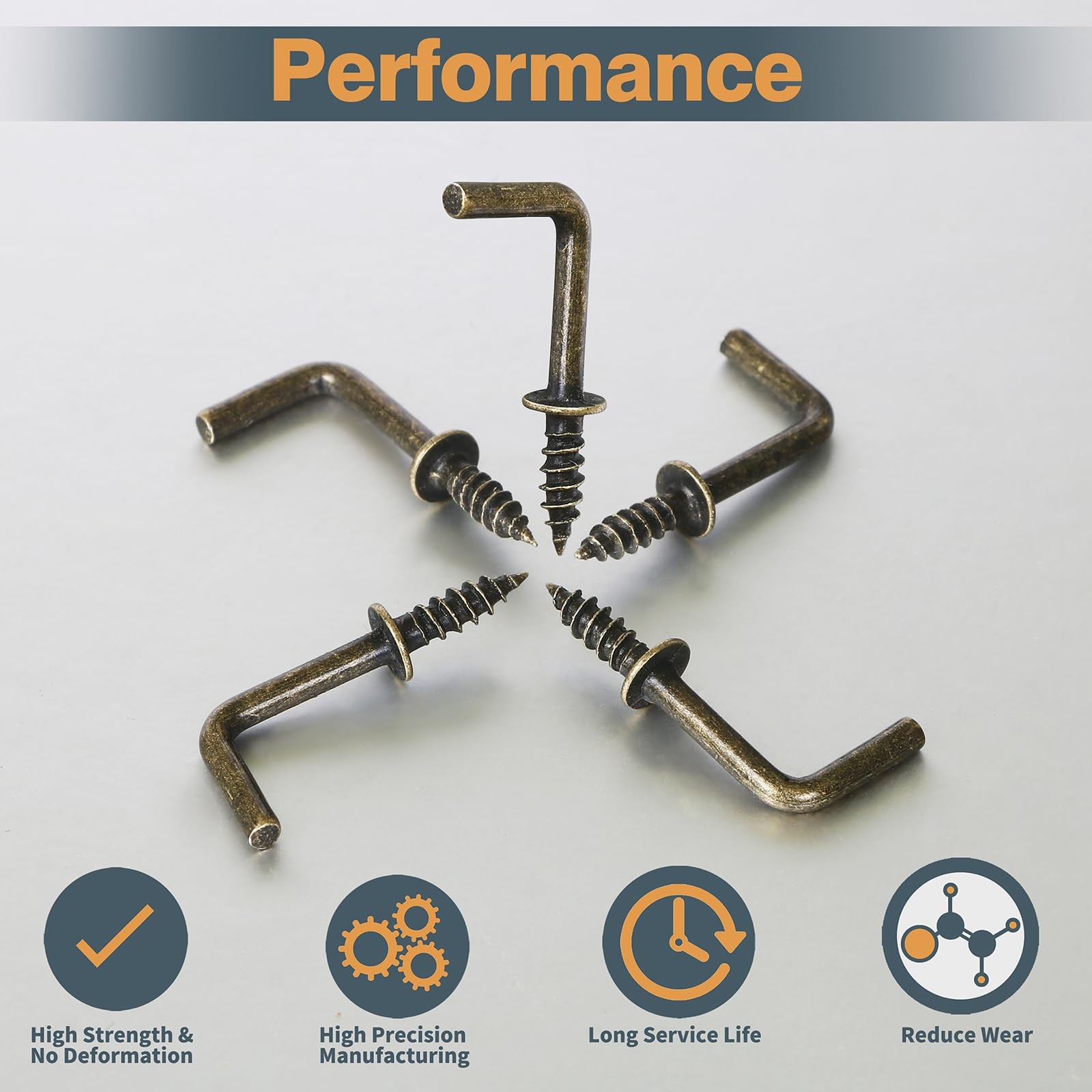 100 PCS 1/2 Inch Bronze L Shape Right Angle Screw Hooks Hanging Hardware Fits