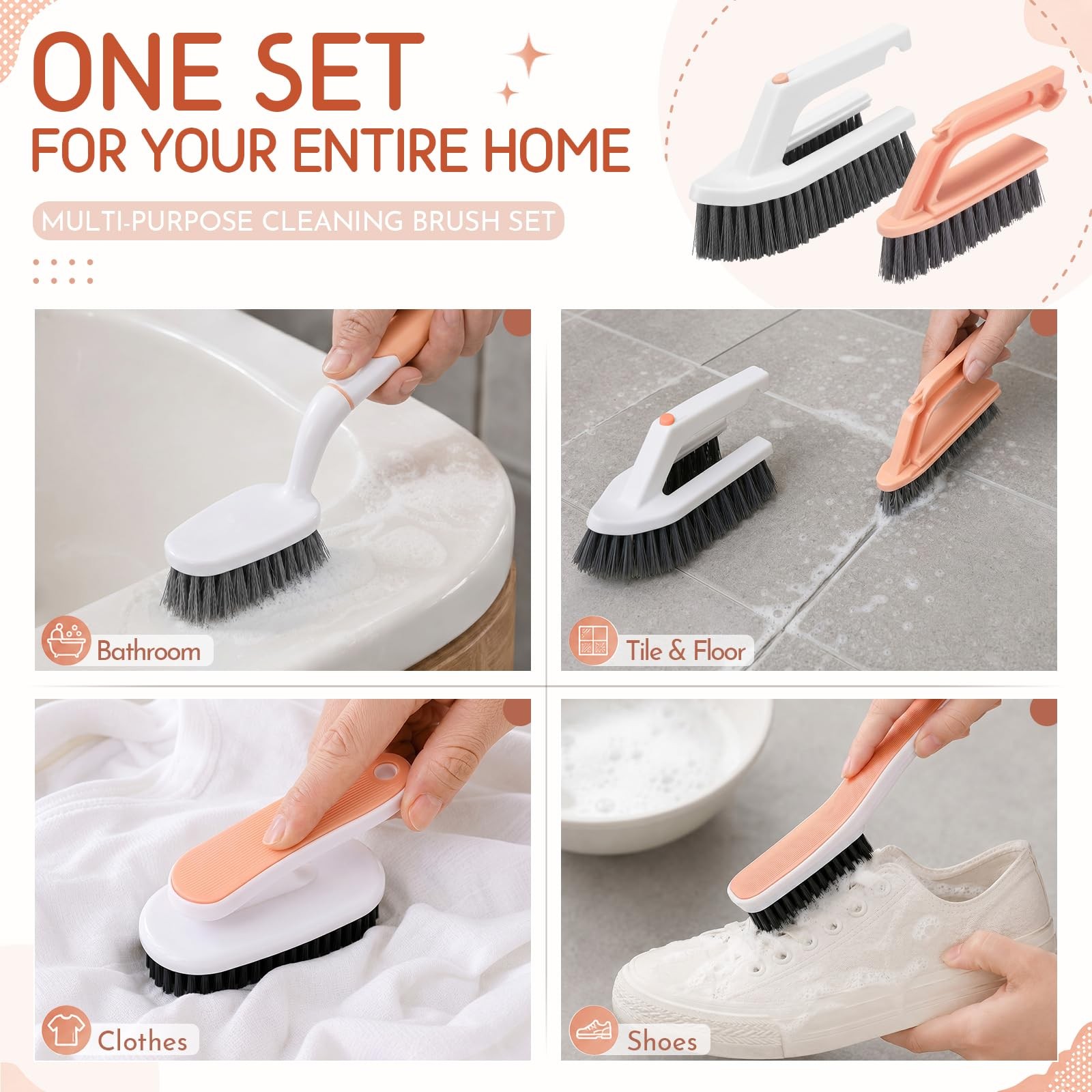 Ferrochef 10 Pack Dish Brush Set for Household Use Kitchen Scrub Brushes with…