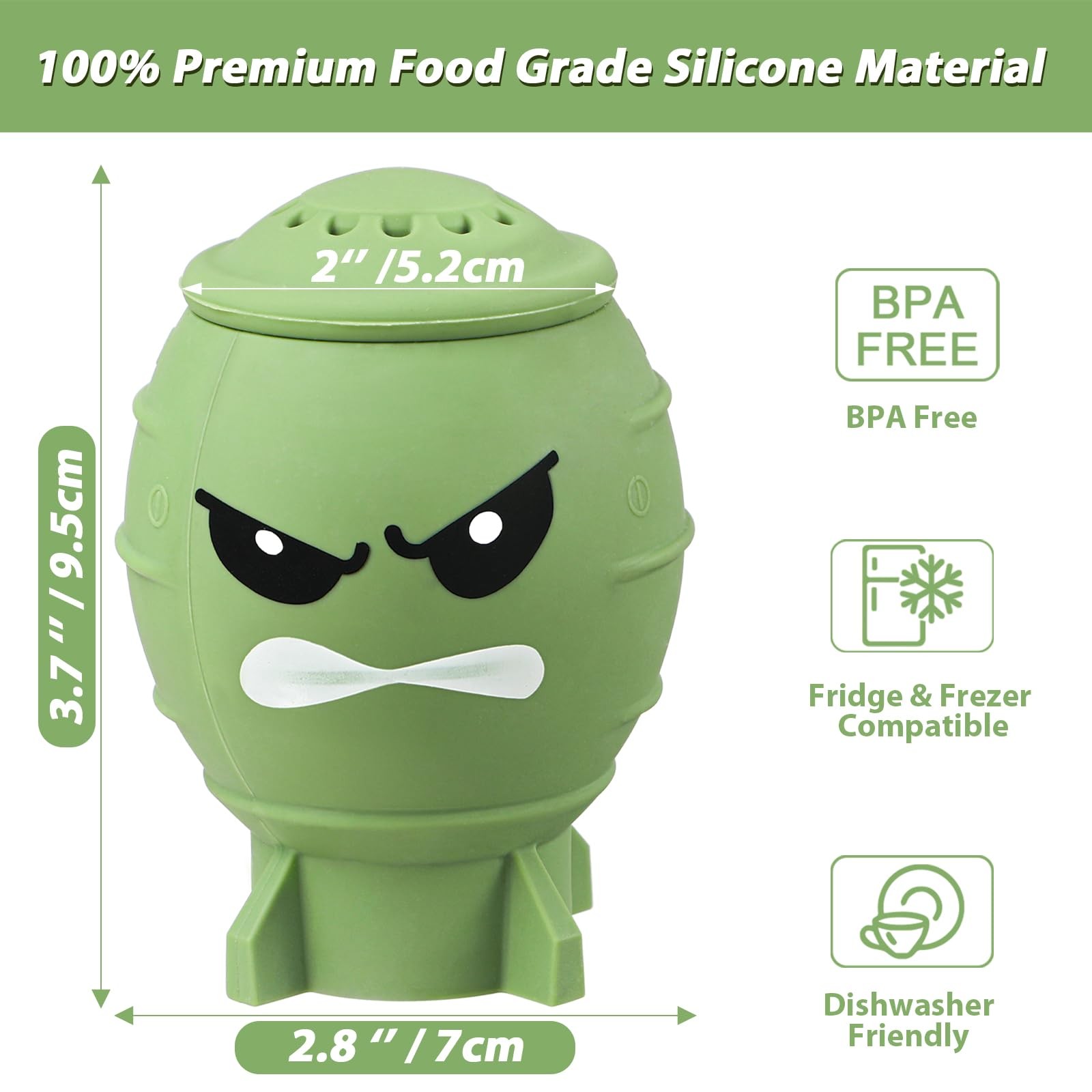 Koluti Fun Guy Fridge Deodorizer, Baking Soda Holder for Refrigerator Green