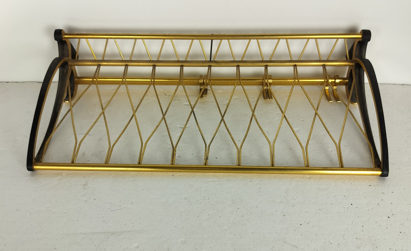 Small Funky Gold Vintage Mid Century Chrome Coat Hat Rack Railroad Pop Art Moder