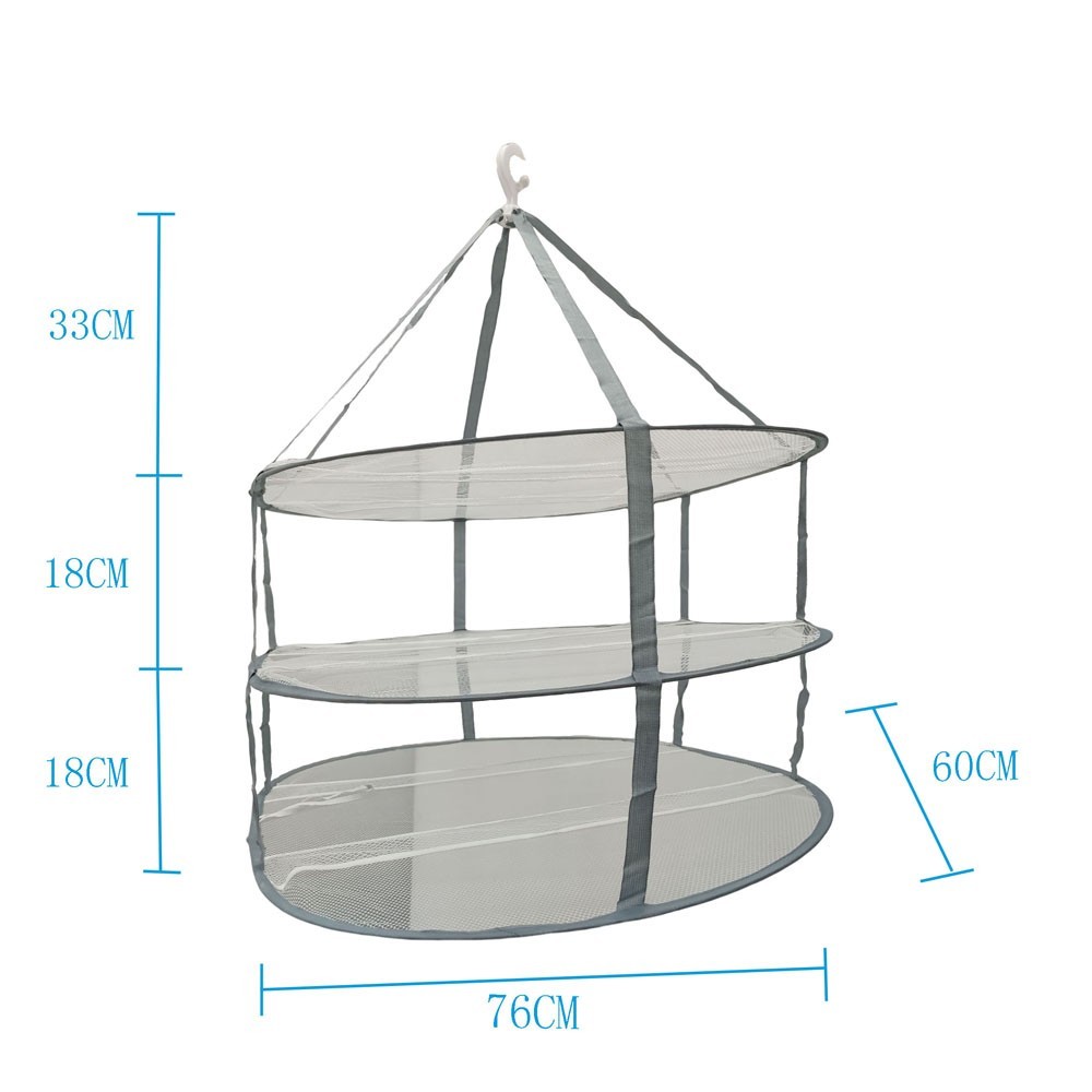 3-Tier Folded Mesh Clothes Hanging Dryer Sweater Drying Rack Clothes Drying Net