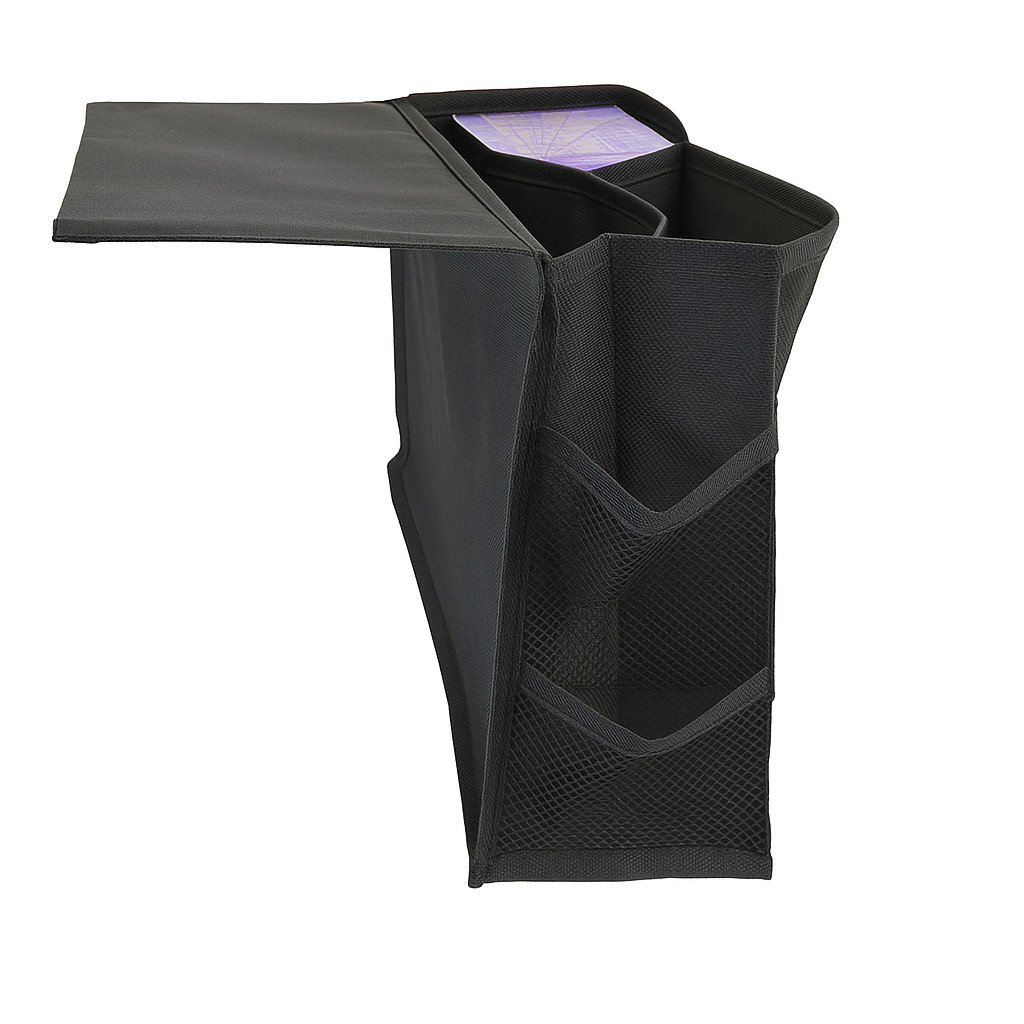 7 Pocket Bedside Caddy Organizer Multi Pocket Black Magazine Rack