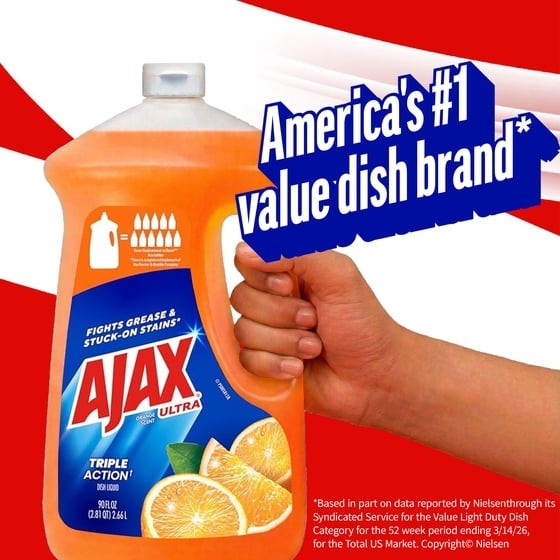2pk Ajax Ultra Triple Action, Dishwashing Liquid Dish Soap, Orange 90 fl oz