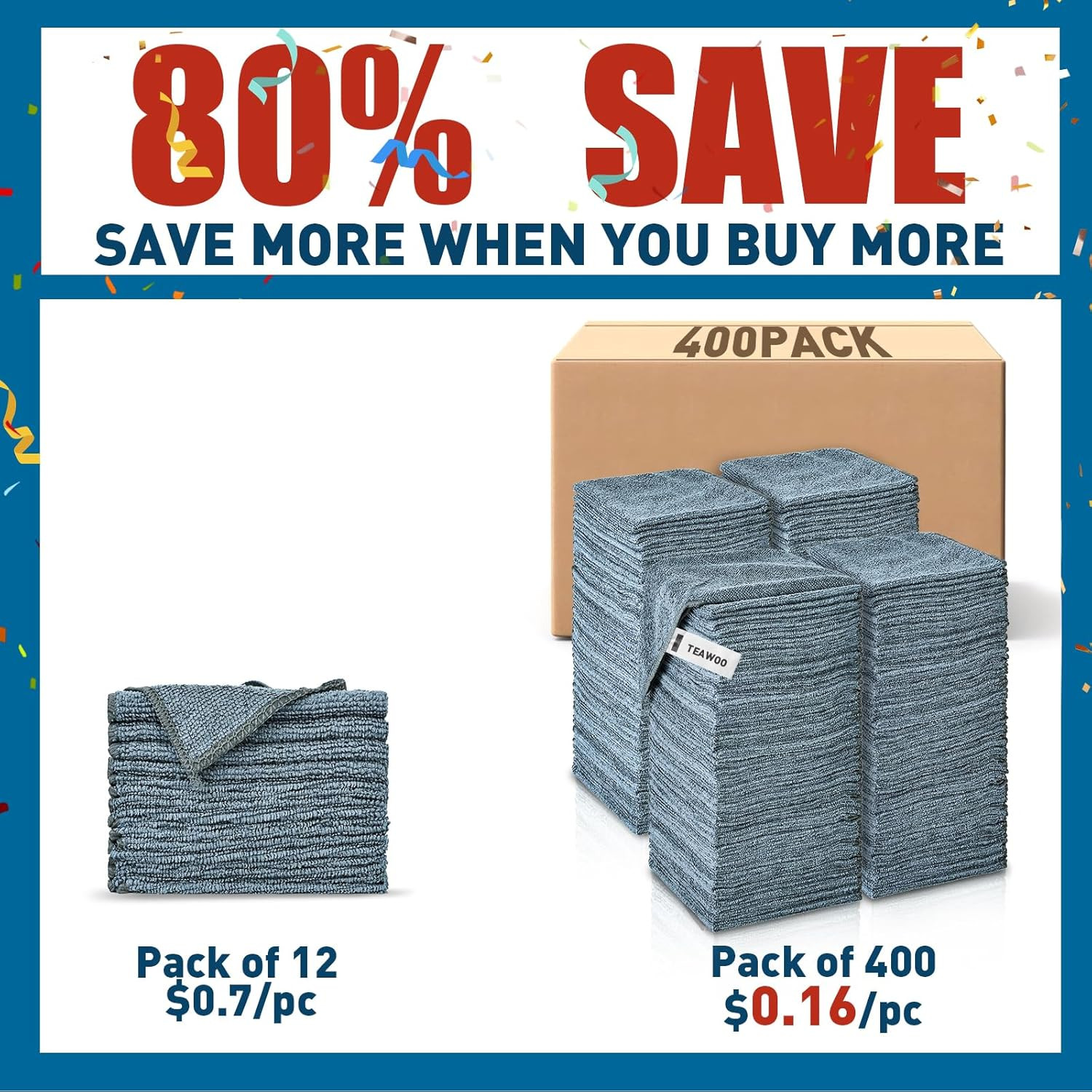 Gray Microfiber Cleaning Cloths Bulk Pack-400 Pack, Microfiber Towels Bulk, Towe