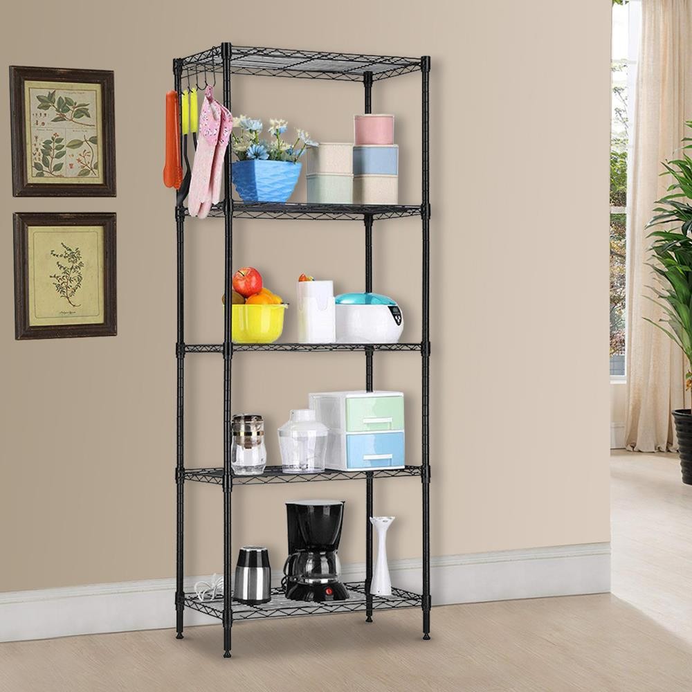 5-Tier Wire Shelves Unit Adjustable Metal Shelf Rack Kitchen Storage Organizer