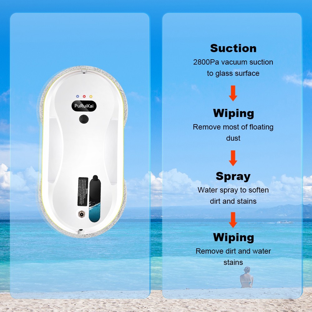 Puruikai 309 Automatic Window Cleaning Robot, Wireless Remote, Auto Water Spray