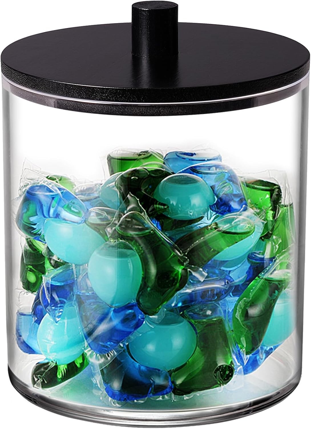 1 Pack 50oz Laundry Pods Container with Matte Black Bamboo Lid | Shatterproof