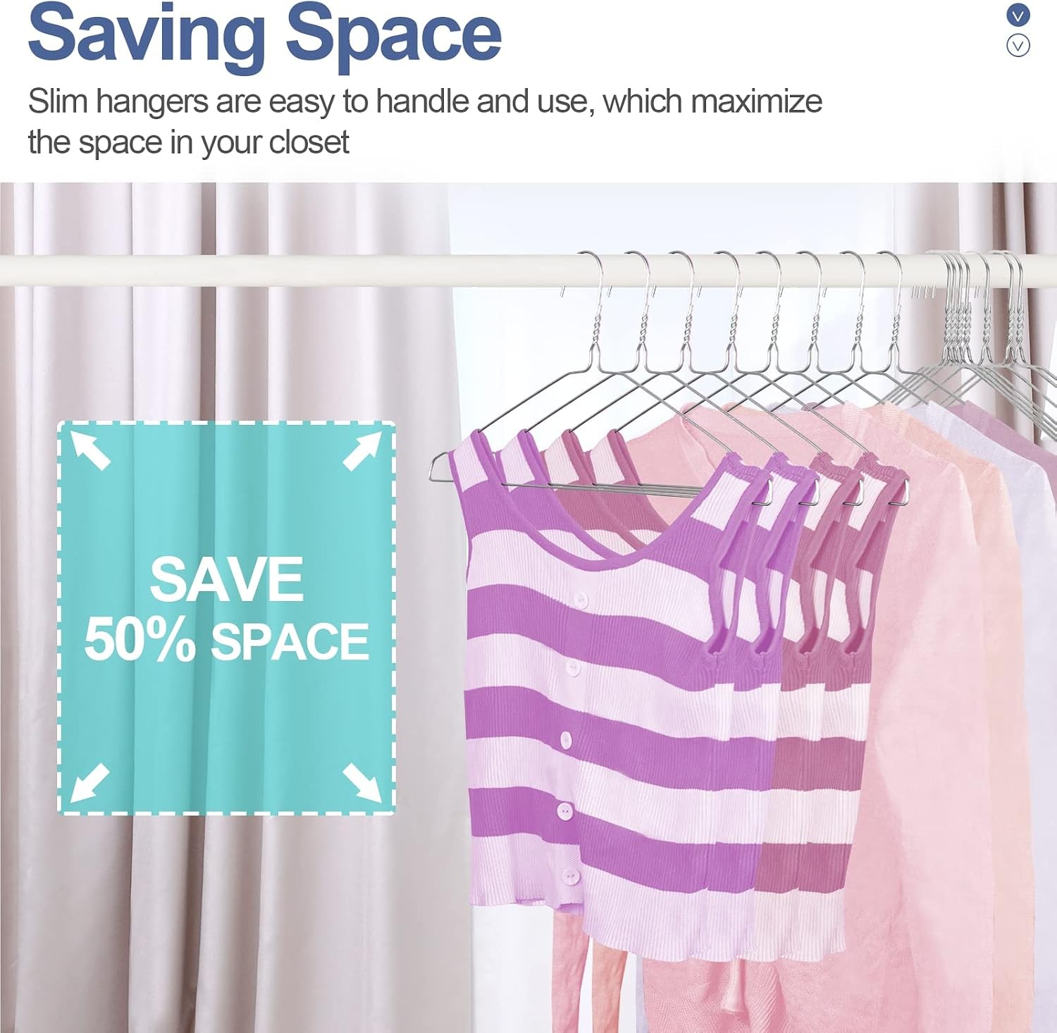 50 Pack Wire Metal Clothes Hangers – 16 Inch Ultra Thin Silver