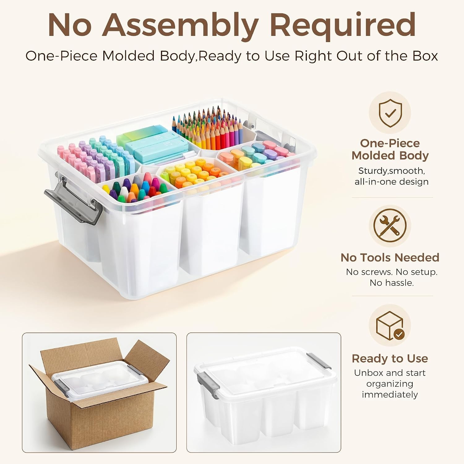 17 QT Stackable Plastic Storage Bin with Lift-Off Lid – Organize Tools & Crafts