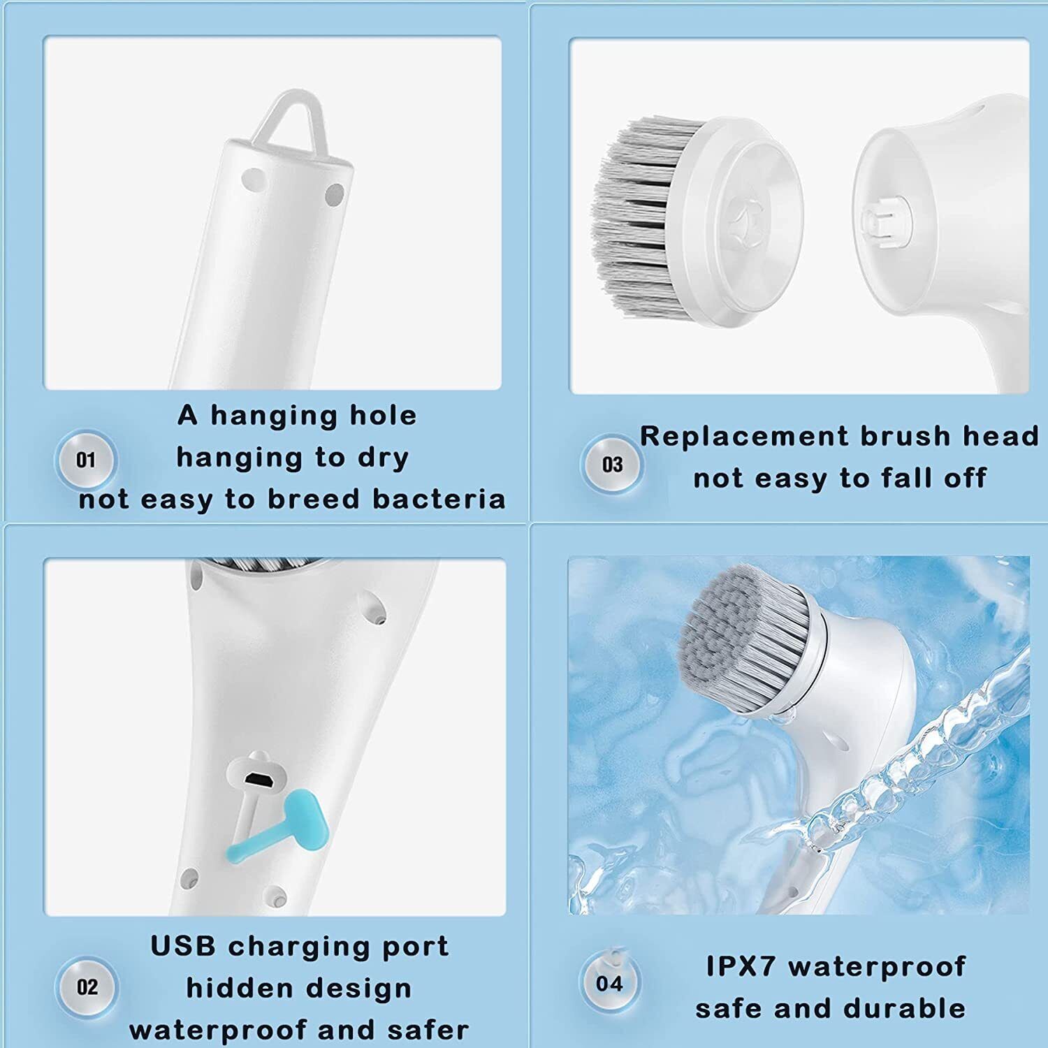 2 pack Electric Cordless Cleaning Brush Spin Scrubber Turbo Scrub Cleaner