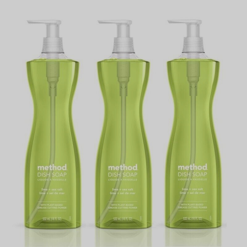 3 ~ Method Lime & Sea Salt Scent Liquid Dish Soap 18 oz Plant Based Cruelty Free