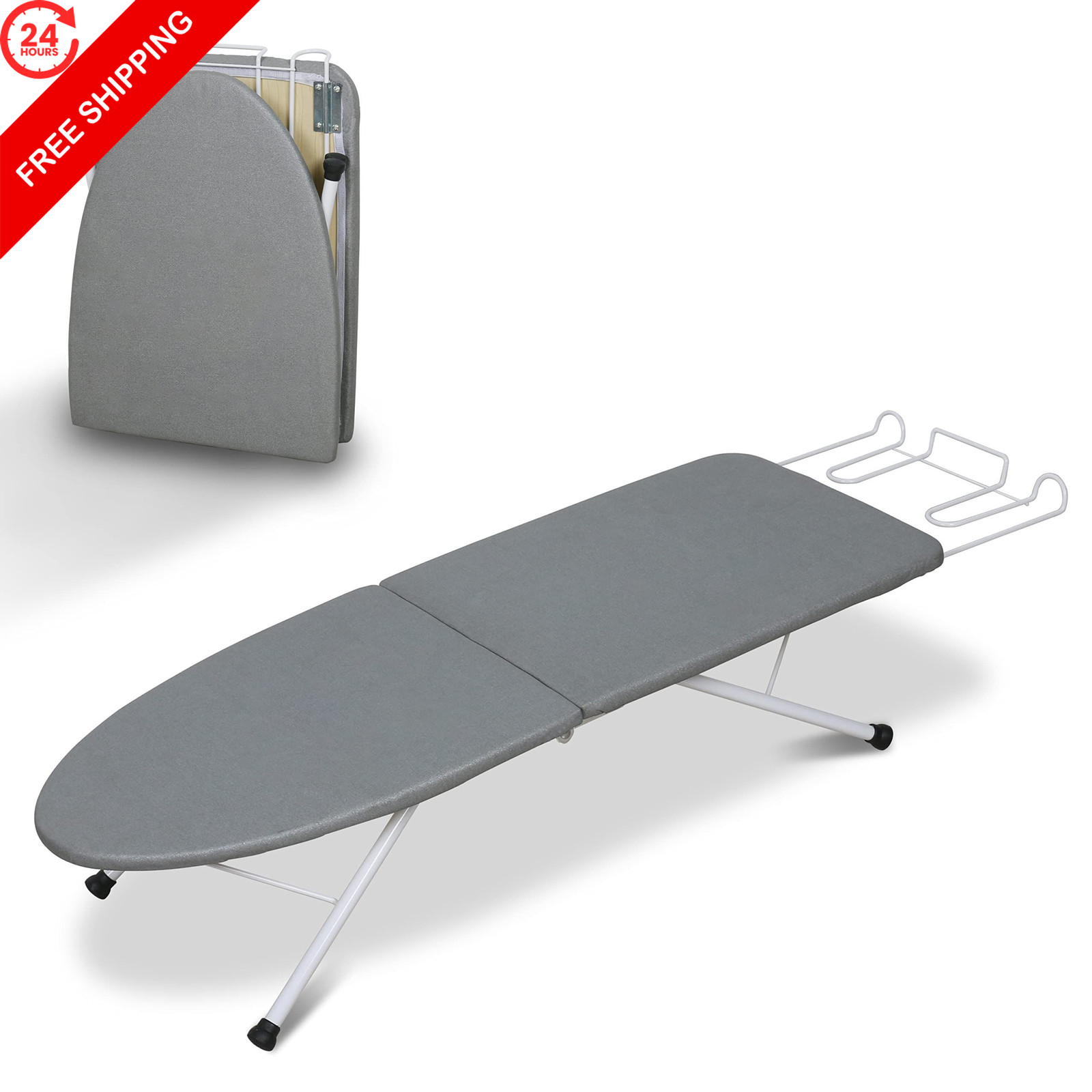 ZOES HOMEWARE Tabletop Ironing Board,Portable Iron 31.5″ x 11.8″ x 7″, Gray