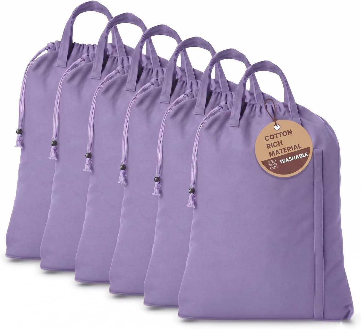 Canvas Laundry Bags 6pk Lavender 28″x36″ Cotton Rich Heavy Duty Washable