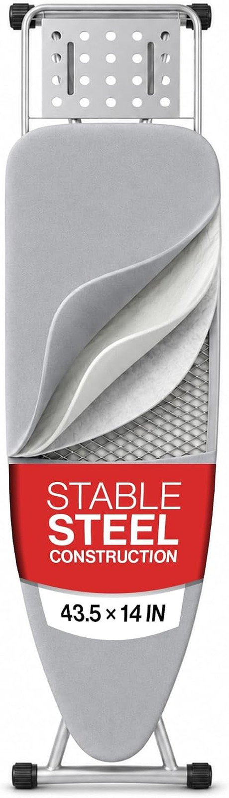 Full Size Ironing Board, Sturdy Frame, Heat Resistant Cover, Iron Rest | Stable