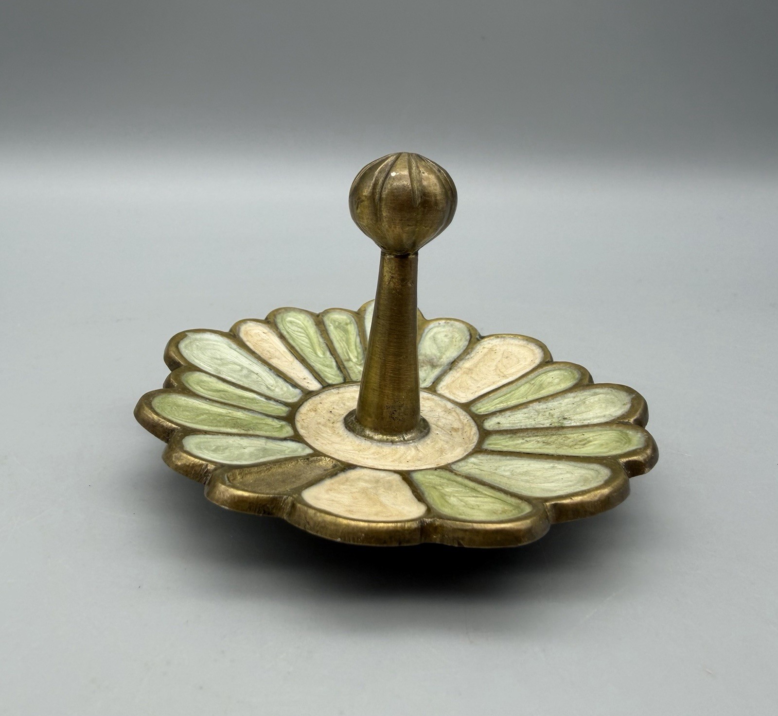 Anthropology Art Nouveau-Style Enamel on Brass Flower Hook