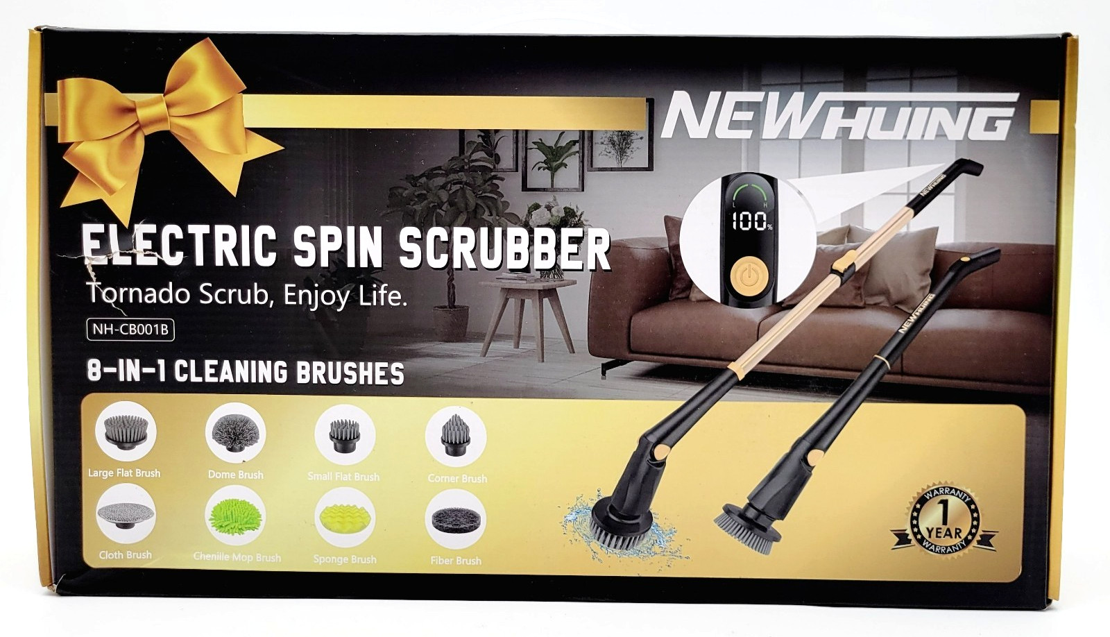 NewHuing Electric Spin Scrubber (8 In 1 Cleaning Brushes) With LED Display