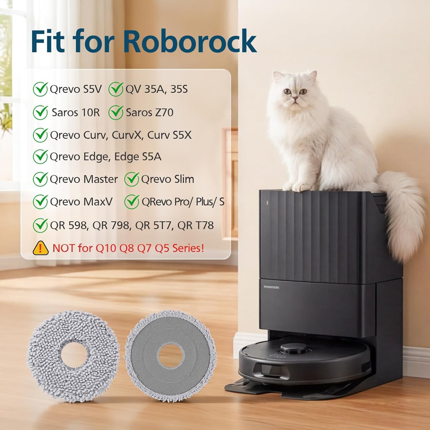 10 Pack Mop Pads Roborock Qrevo S5V QV 35A 35S Saros 10R Curvx Curv S5X Edge S5A