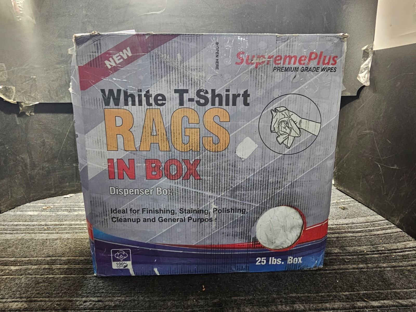 SupremePlus Premium White T-Shirt Cleaning Rags 25 lbs. White Cotton NR1125CBX