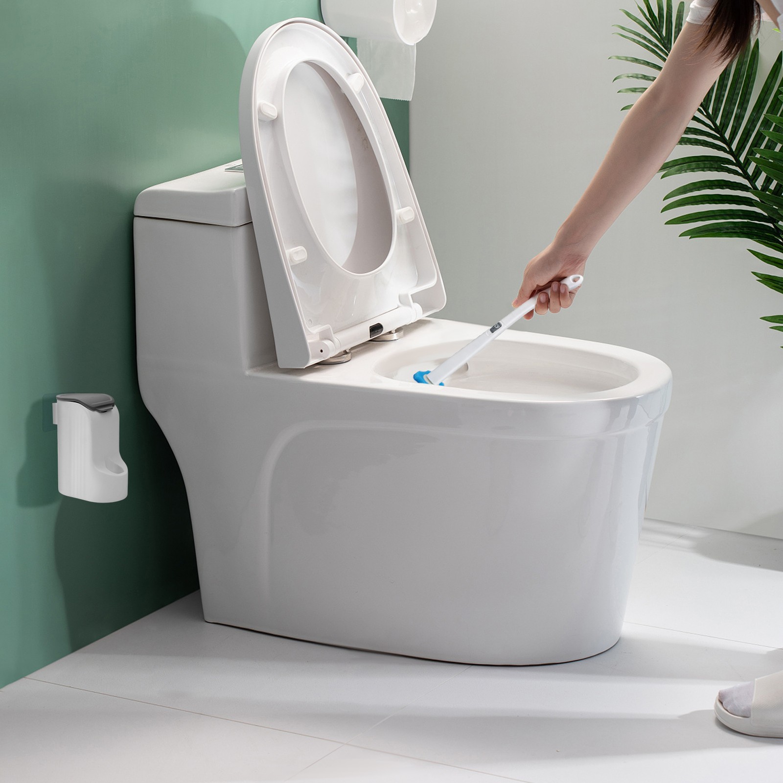 Disposable Toilet Cleaning System Toilet Brush Wand w/ Holder&24 Refill Bathroom