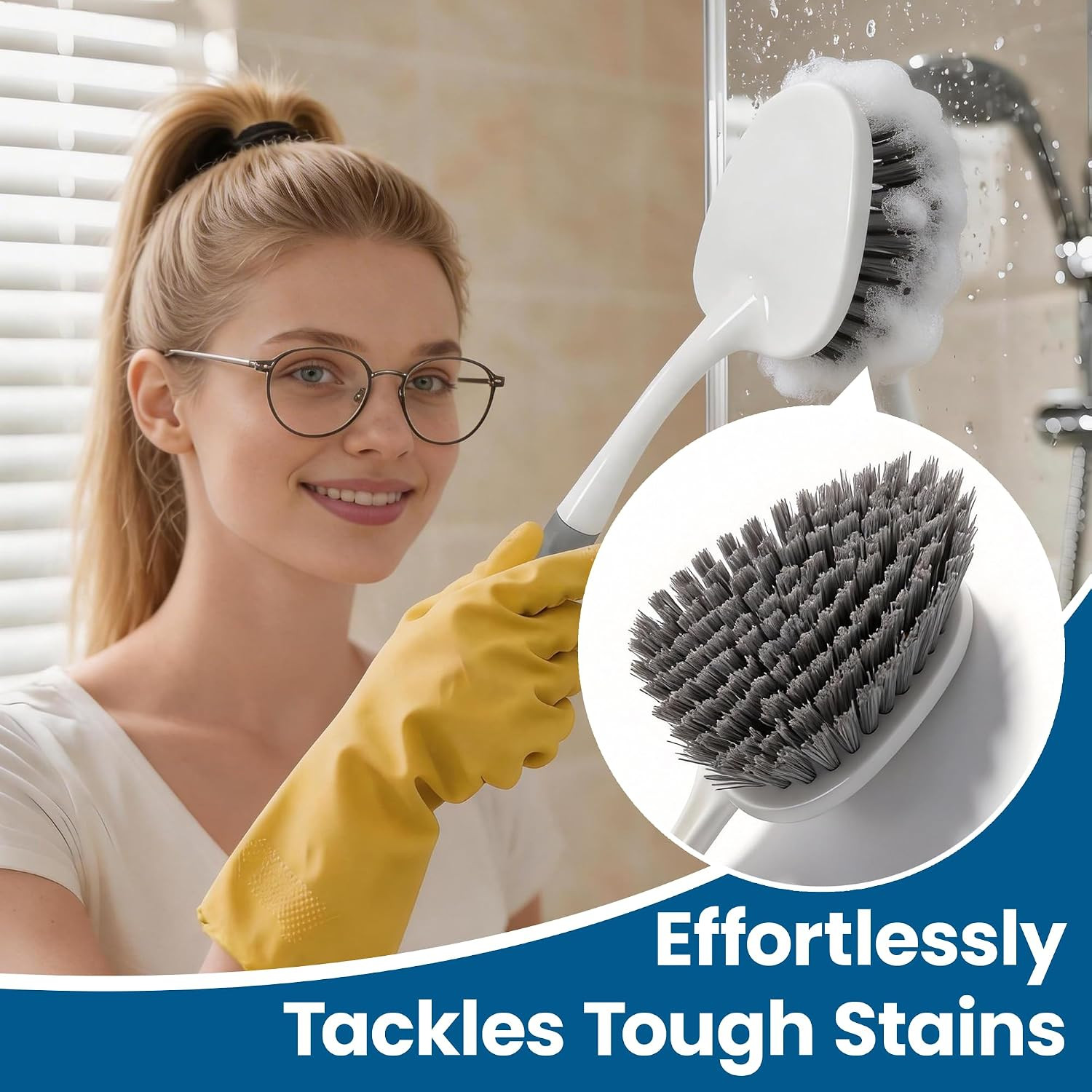 3 Pack Hard Bristle Scrub Brush Set, Heavy Duty Cleaning Brushes with Ergonomic
