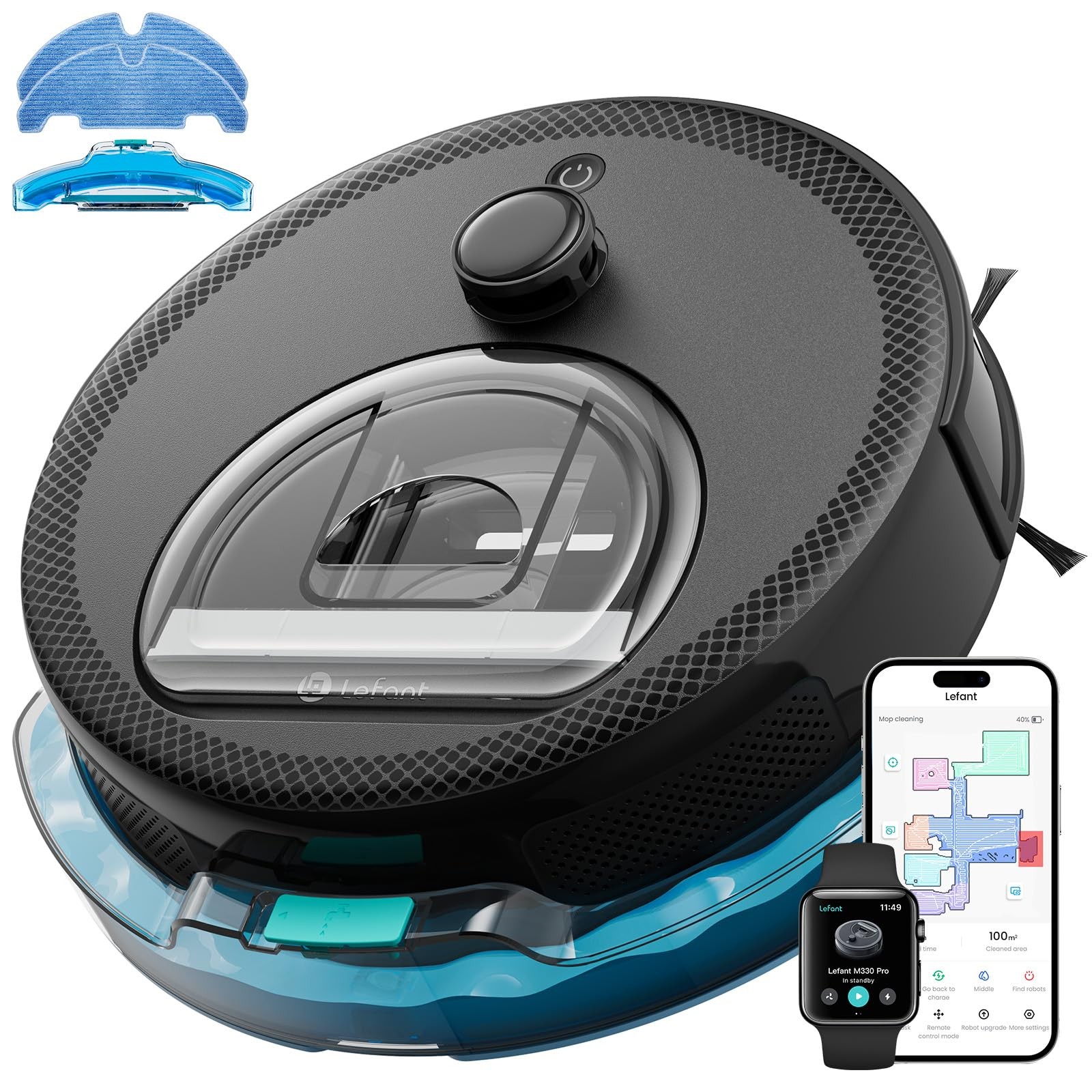 LEFANT LIDAR ROBOT VACUUM, 450 ML VISIBLE DUSTBIN, UPGRADED 190° PSD, M330PRO