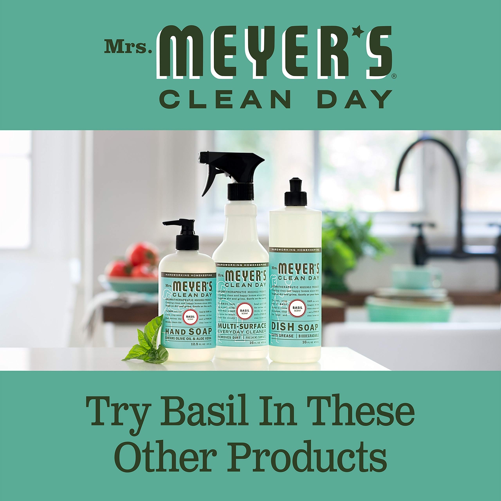 Mrs Meyer’s Clean Day Multi Surface Cleaner Basil Pack of 3 16 Fl Oz Cleaners