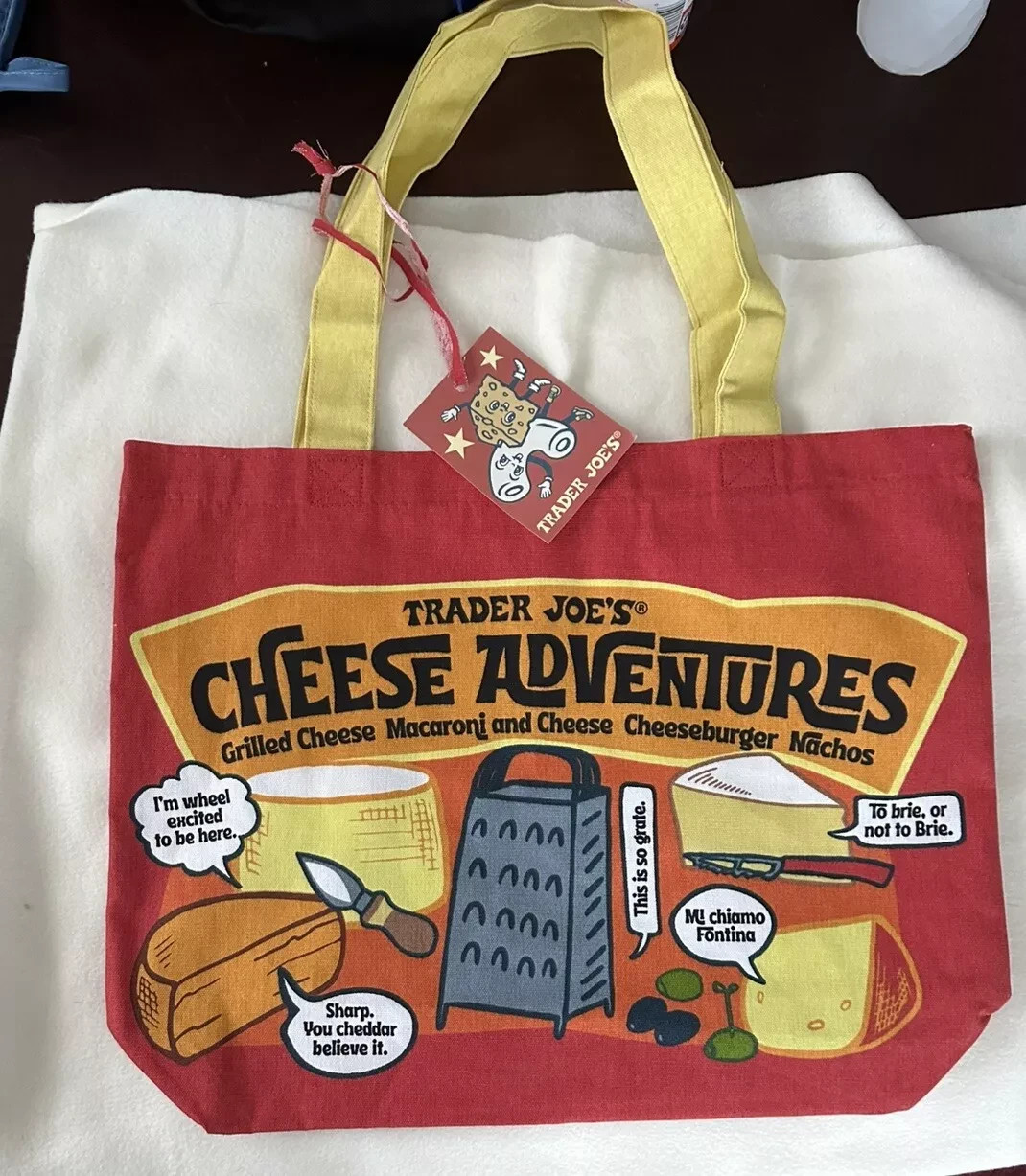 Trader Joe’s NEW Cheese Adventures reusable canvas shopping bag/tote NWT