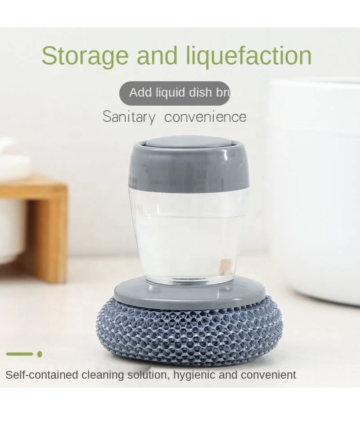 Kitchen Cleaning Brush Soap Dispensing Palm Tools Dishwashing Pot Pan Scrubber