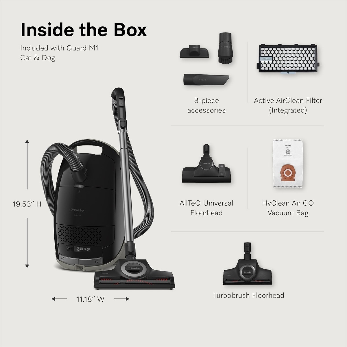 Miele Guard M1 Cat & Dog Obsidian Black PowerLine Bagged Canister Vacuum SVZE0