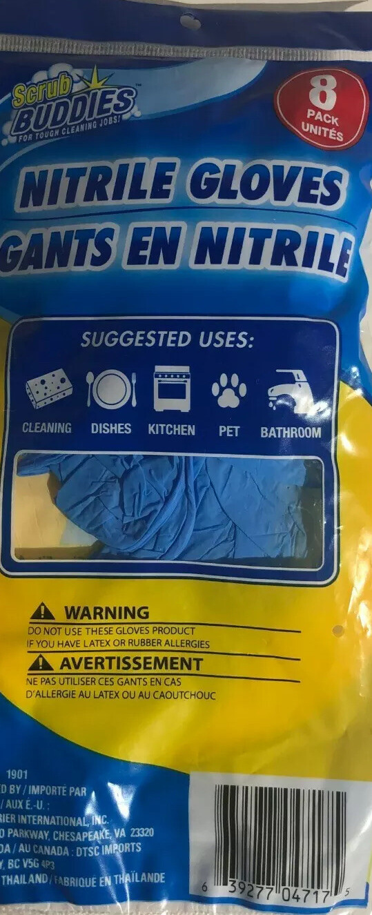 Scrub Buddies Nitrile Multipurpose Gloves 1 ea 8 pack New Ship24HR Limited Avail