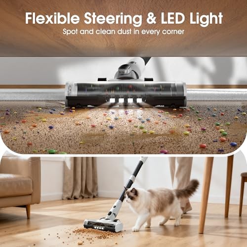 Cordless Vacuum Cleaner, 2 Batteries 140 Mins Runtime 600W 50Kpa Stick Vacuum