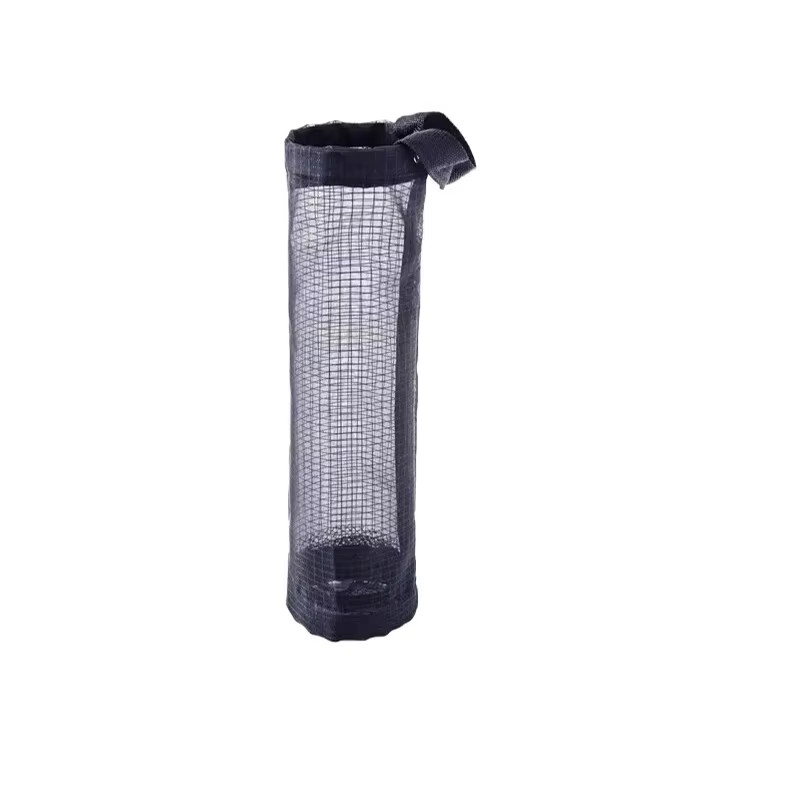1Pc Grey Sundries Bag Storage Wall Mount Mesh Plastic Bags Dispenser Hanging Reu