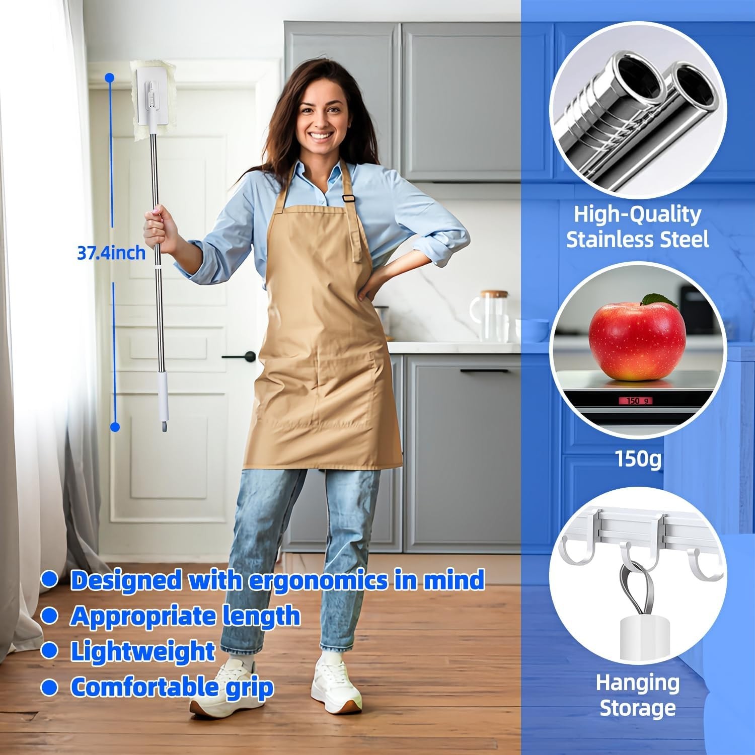 KZKR Snap Grip Mini Mop, No-Touch Disposable Lazy Mop, Easy Mopping Flat Dust Mo