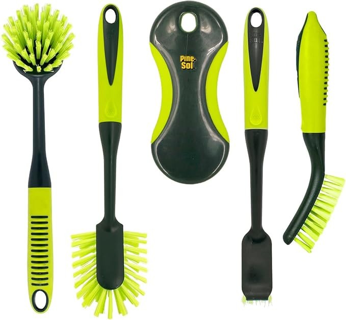 5Pcs Scrub Brush Set Long Handle Cleaning Brushes with Bristles and Comfort Grip