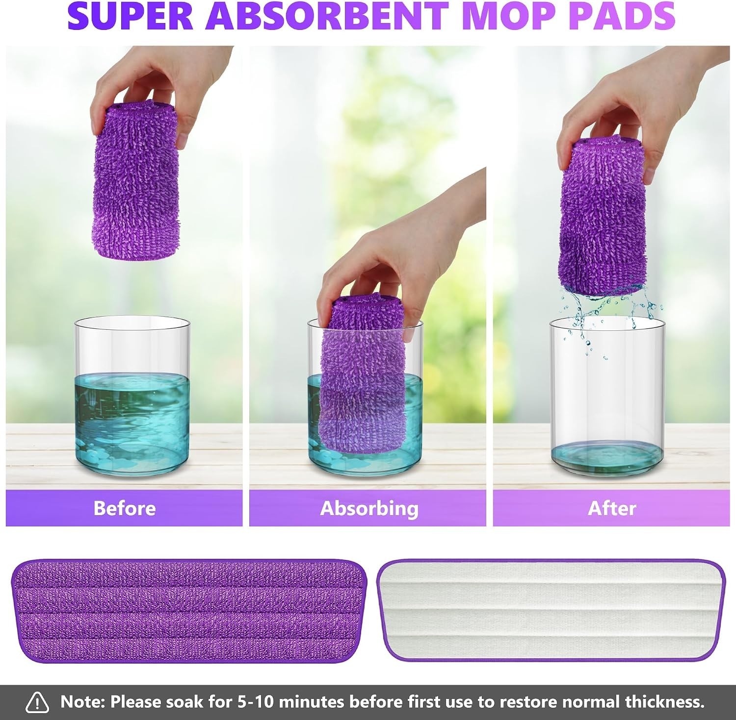 6 Pack Reusable Mop Pads for Swiffer Powermop, Power Mop Pads 13”-15′ Microf…