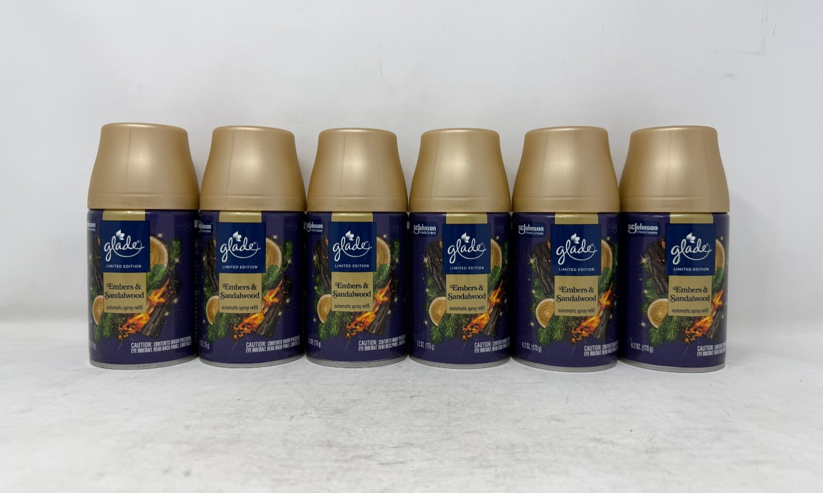 6 Pack – Glade Automatic Spray Air Freshener Refills, Embers & Sandalwood, 6.2oz